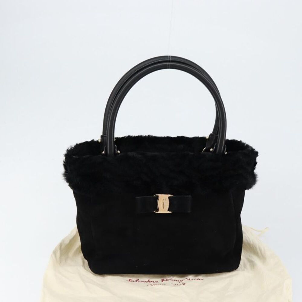 Salvatore Ferragamo Vala Suede Black Suede Handbag - Picture 13 of 16